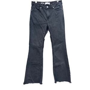 MNG Mango Women’s Flared Black Jeans Size 8 High Rise Stretch Denim Retro Chic